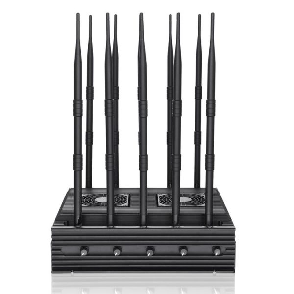 DC10-P 10 Antennas High Power Wireless Signal Jammer Blocks 2g, 3G, 4G, 5g, WiFi Frequencies with Intelligent Cooling Systems