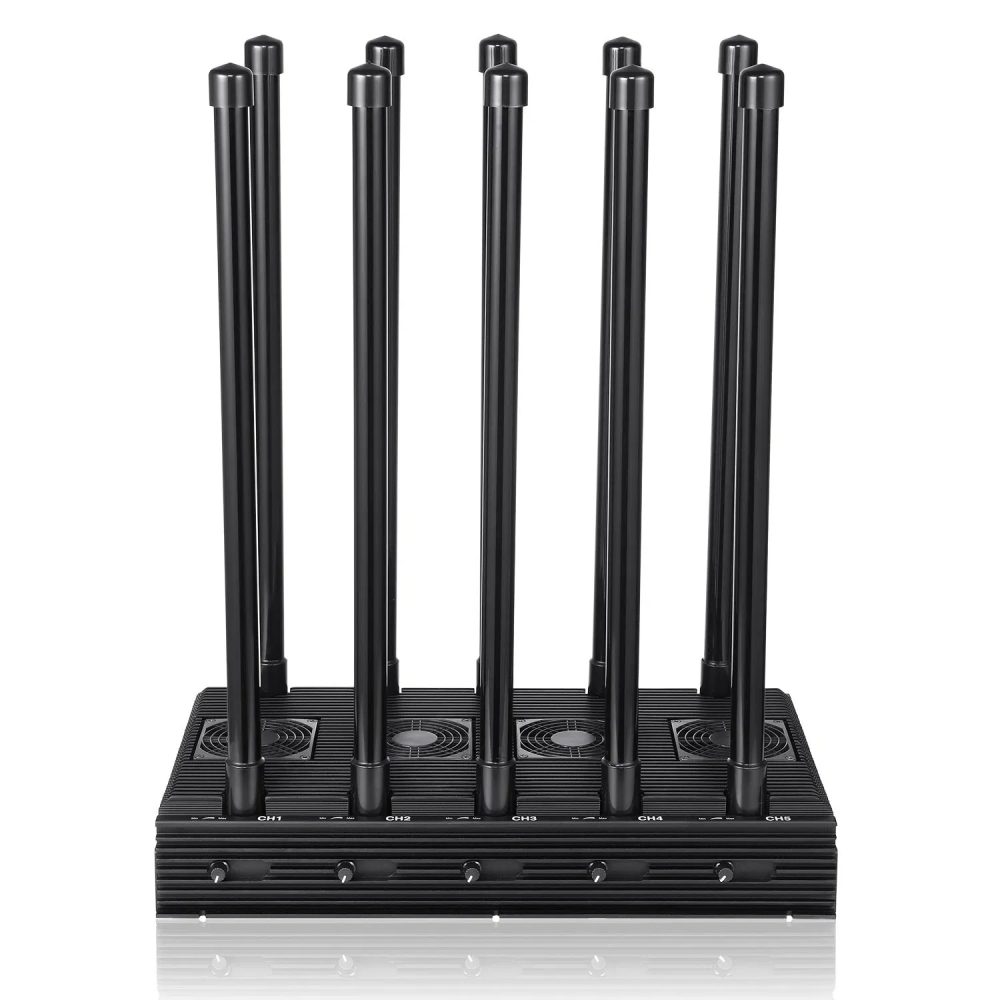DC10-H Powerful Signal Jammer Sheilding Range up to 150m, 10 Antennas 2g 3G 4G 5g WiFi Cell Phone Jammer