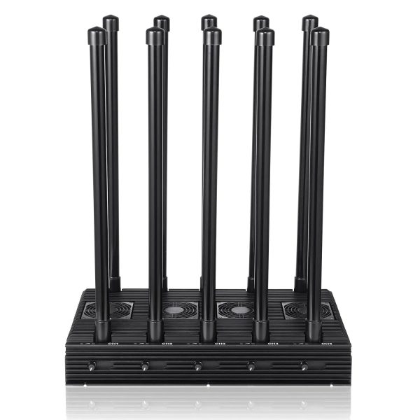 DC10-H Powerful Signal Jammer Sheilding Range up to 150m, 10 Antennas 2g 3G 4G 5g WiFi Cell Phone Jammer