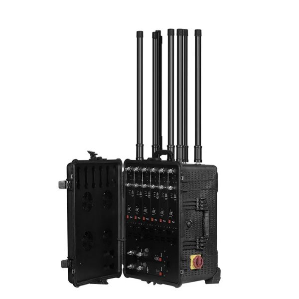 WRJ-B8-P High Power Portable Design 8 Channels Drone Signal Jammer with 800W High Power and up to 3000 Meters Shilding Distance Blocks Drone/Uav Signals