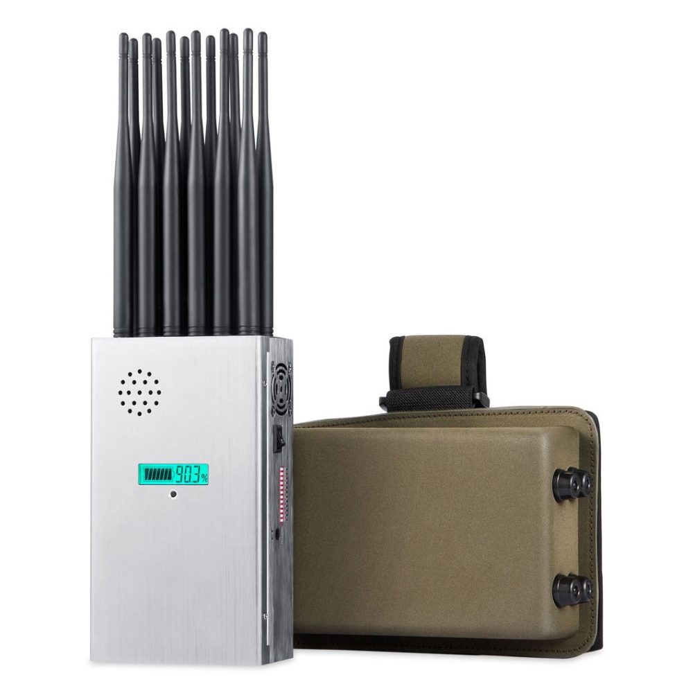 DP12 Portabel 12 Antennas 2g. 3G. 4G. 5g. Cellphone Signal Jammer Blocks GPS. 2.4G. 5.8g WiFi with Screen Display